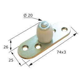 Guide olive polyamide bas - Pour rail bas 25x25, à visser